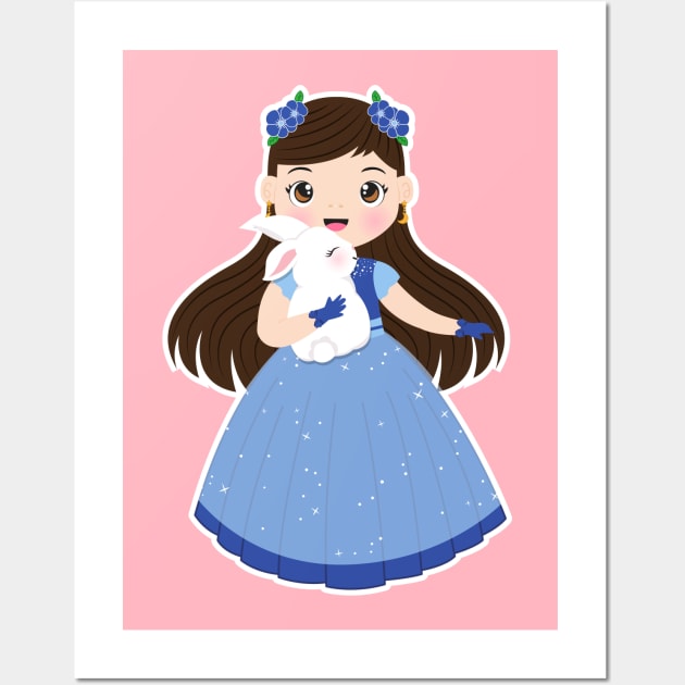 Cute blue chinese girl Wall Art by Riczdodo